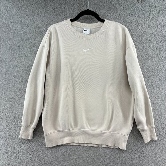 Nike Phoenix Fleece Oversized Crewneck Sweatshirt Light Orewood Center Swoosh S - Picture 2 of 16